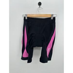 Nooyme Womens Black Pink Biker Shorts Size L NWT Cycling Padded 8" Inseam